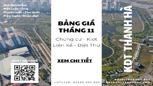 Bảng giá chung cư, kiot, giá đất nền liền kề, biệt thự khu đô thị Thanh Hà tháng 11-2022